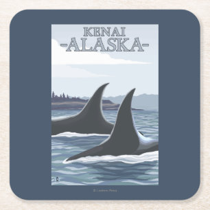 Dessous De Verre Carré Baleines #1 - Kenai, Alaska d'orque