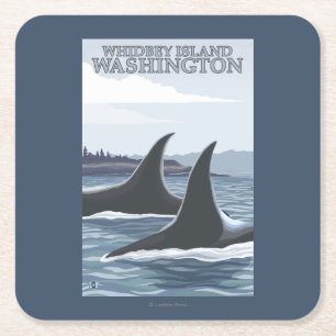 Dessous De Verre Carré Baleines #1 - Whidbey, Washington d'orque
