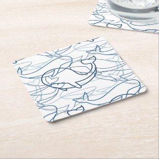 Dessous De Verre Carré Baleines de contour