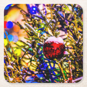 Dessous De Verre Carré Ball rouge Noël