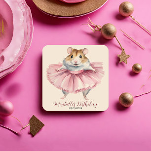 Dessous De Verre Carré Ballerina Hamster Girl Anniversaire Merci