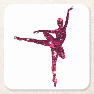 Dessous De Verre Carré Ballerine scintillante rose