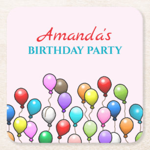 Dessous De Verre Carré Ballons d'anniversaire
