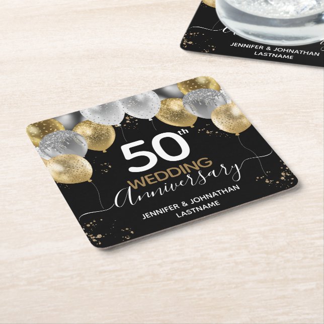Dessous De Verre Carré Ballons d'or du 50e anniversaire (Incliné)