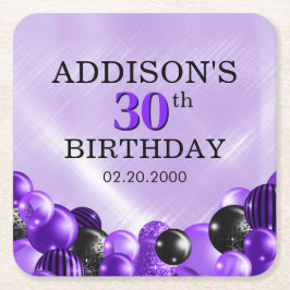 Dessous De Verre Carré Ballons violet Anniversaire