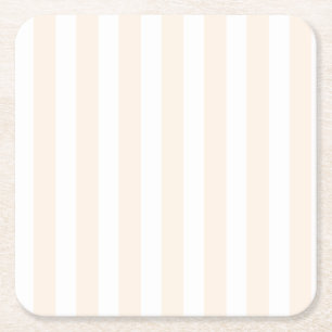 Dessous De Verre Carré Bande de bonbons beige et blanche