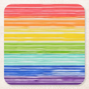 Dessous De Verre Carré Bandes arc-en-ciel inondées