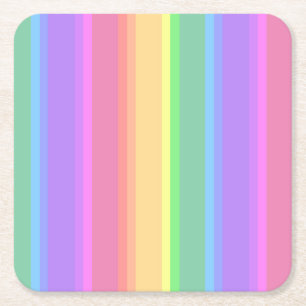 Dessous De Verre Carré Bandes arc-en-ciel pastel