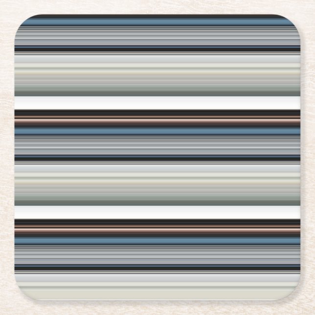 Dessous De Verre Carré Bandes blanches gris mignonnes (Devant)