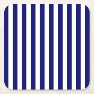 Dessous De Verre Carré Bandes de bonbons bleu et blanc marine