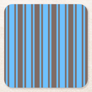 Dessous De Verre Carré Bandes de bonbons Brown et bleues