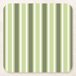 Dessous De Verre Carré Bandes de bonbons d'olive et blanc