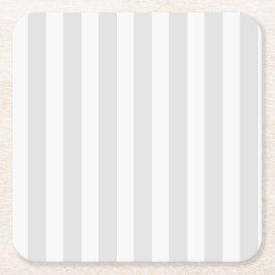 Dessous De Verre Carré Bandes de bonbons gris clair et blanc