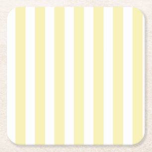Dessous De Verre Carré Bandes de bonbons jaunes et blancs