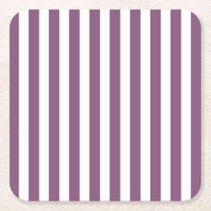 Dessous De Verre Carré Bandes de bonbons mauves et blanches