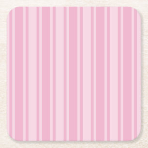 Dessous De Verre Carré Bandes de bonbons rose pâle