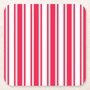 Dessous De Verre Carré Bandes de bonbons rouges et blancs