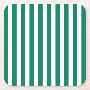 Dessous De Verre Carré Bandes de bonbons vert et blanc