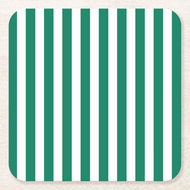 Dessous De Verre Carré Bandes de bonbons vert et blanc (Devant)