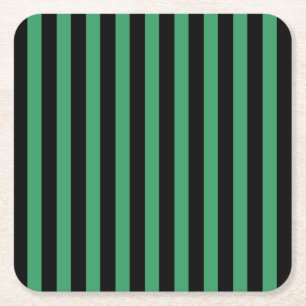 Dessous De Verre Carré Bandes de bonbons vert et noir