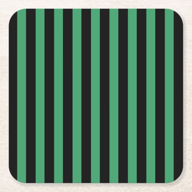 Dessous De Verre Carré Bandes de bonbons vert et noir (Devant)