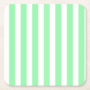 Dessous De Verre Carré Bandes de bonbons vertes et blanches