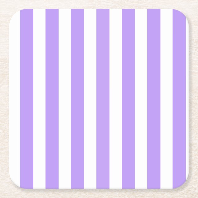 Dessous De Verre Carré Bandes de bonbons violettes et blanches (Devant)