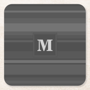 Dessous De Verre Carré Bandes de charbon de monogramme
