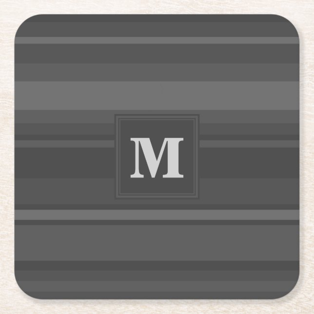 Dessous De Verre Carré Bandes de charbon de monogramme (Devant)