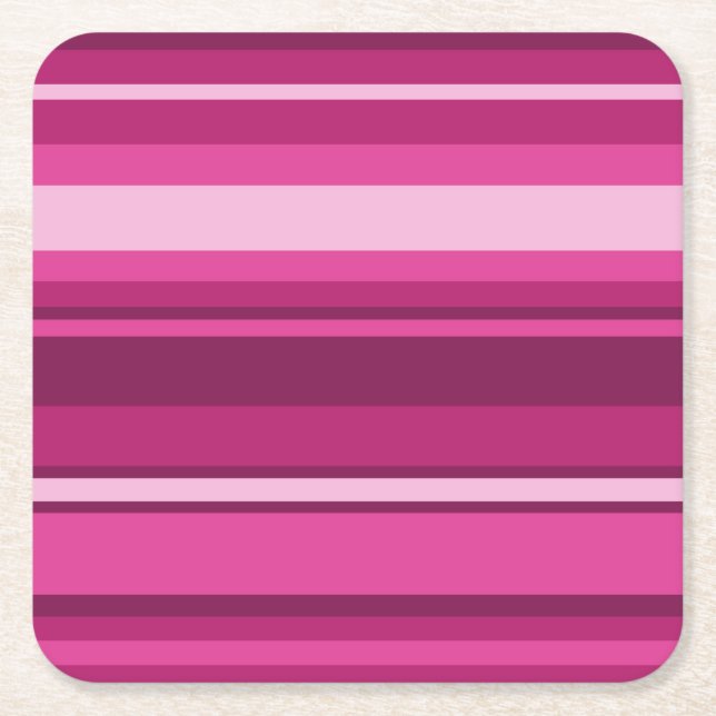 Dessous De Verre Carré Bandes de Fuschia (Devant)