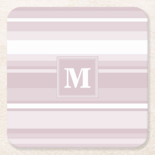 Dessous De Verre Carré Bandes de quartz roses monogrammes