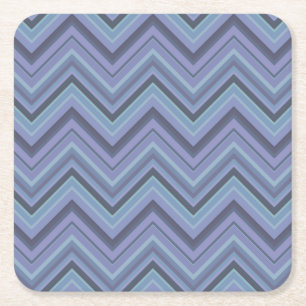 Dessous De Verre Carré Bandes de zigzag gris bleu