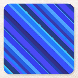 Dessous De Verre Carré Bandes diagonales bleues
