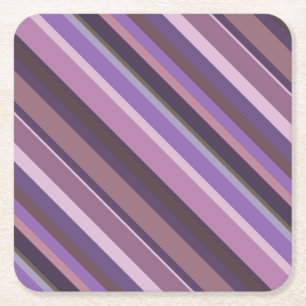 Dessous De Verre Carré Bandes diagonales mauves