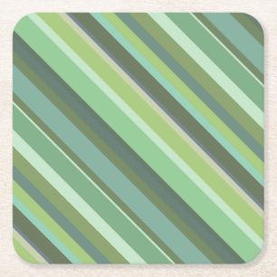 Dessous De Verre Carré Bandes diagonales vert olive