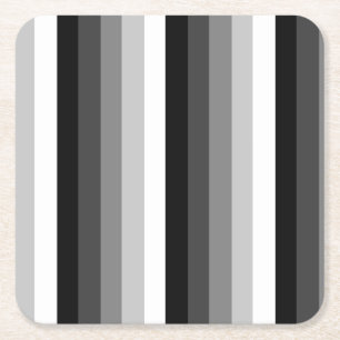 Dessous De Verre Carré Bandes d'ombre noir et blanc