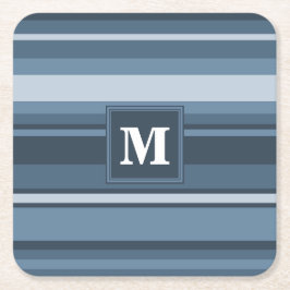 Dessous De Verre Carré Bandes gris monogramme