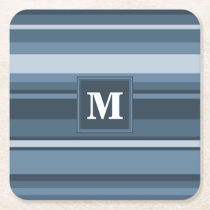 Dessous De Verre Carré Bandes gris monogramme
