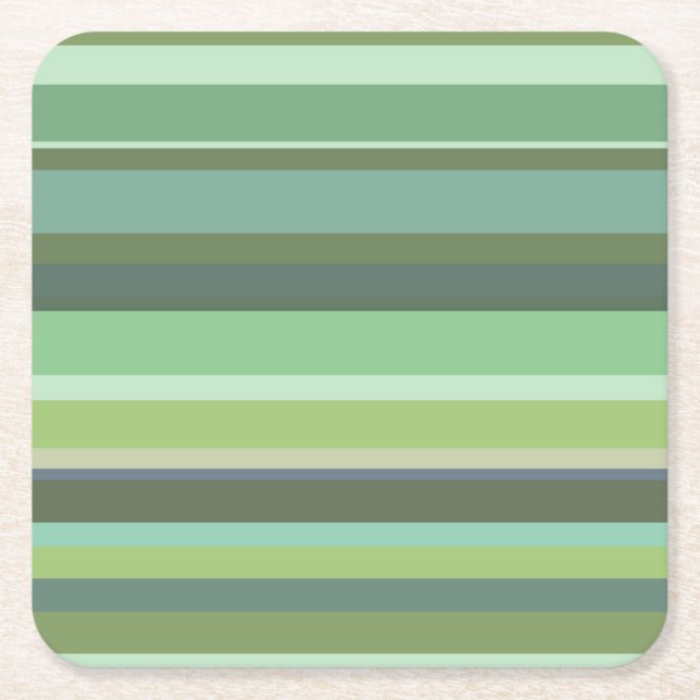 Dessous De Verre Carré Bandes horizontales vert olive (Devant)