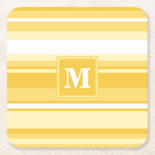 Dessous De Verre Carré Bandes jaunes monogrammes