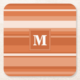 Dessous De Verre Carré Bandes orange monogrammes