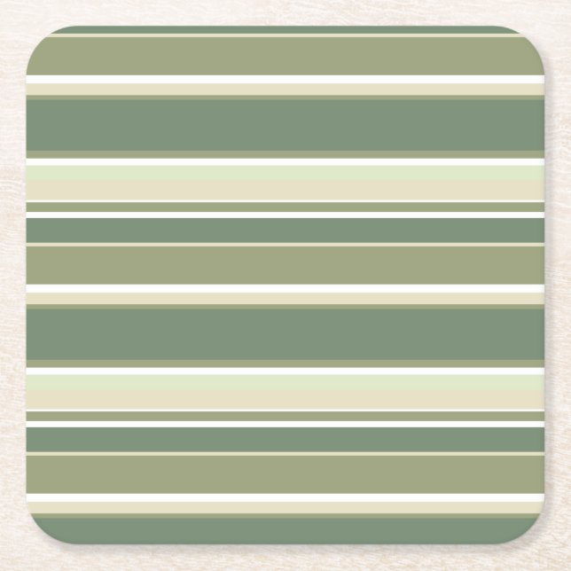 Dessous De Verre Carré Bandes vert olive (Devant)