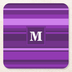 Dessous De Verre Carré Bandes violettes monogrammes