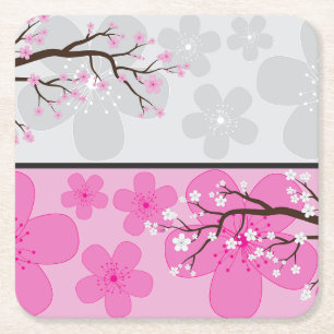 Dessous De Verre Carré Bannières de fleurs de cerisier