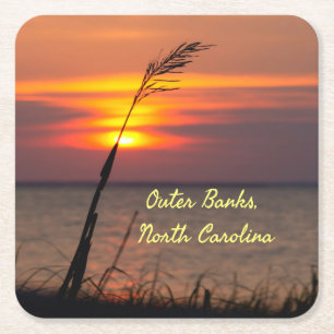 Dessous De Verre Carré Banques extérieures Plage de Caroline du Nord Suns