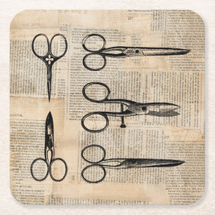 Dessous De Verre Carré Barbiers vintages Cheveux Ciseaux antiques