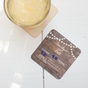 Dessous De Verre Carré Barnwood Lights Sapphire Anniversaire personnalisé
