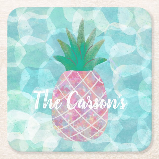 Dessous De Verre Carré Barre d'ananas personnalisée Barres de boissons (Devant)