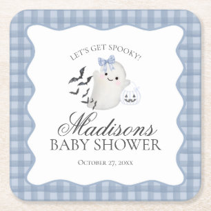 Dessous De Verre Carré Barre de Baby Shower Little Boo Ghost au Pastel Bl