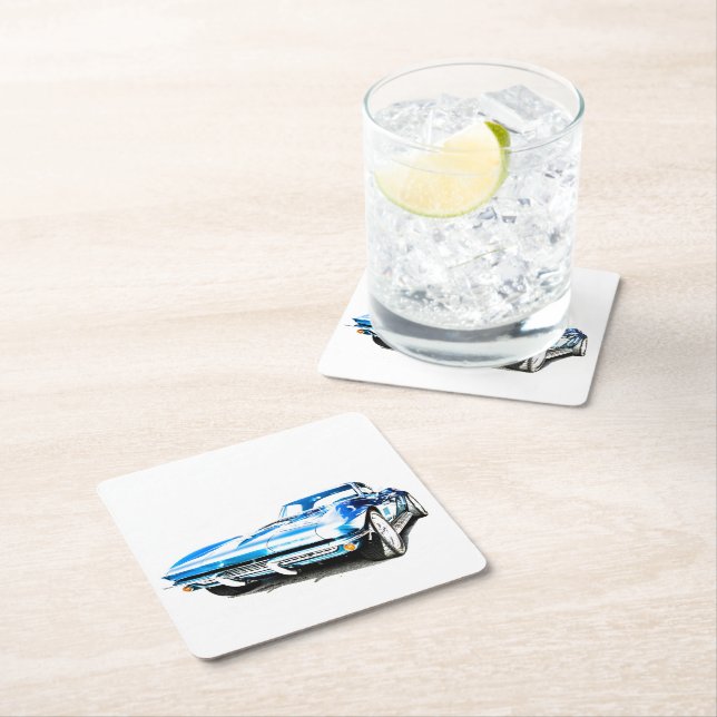 Dessous De Verre Carré Barres de boisson en papier (En situation)